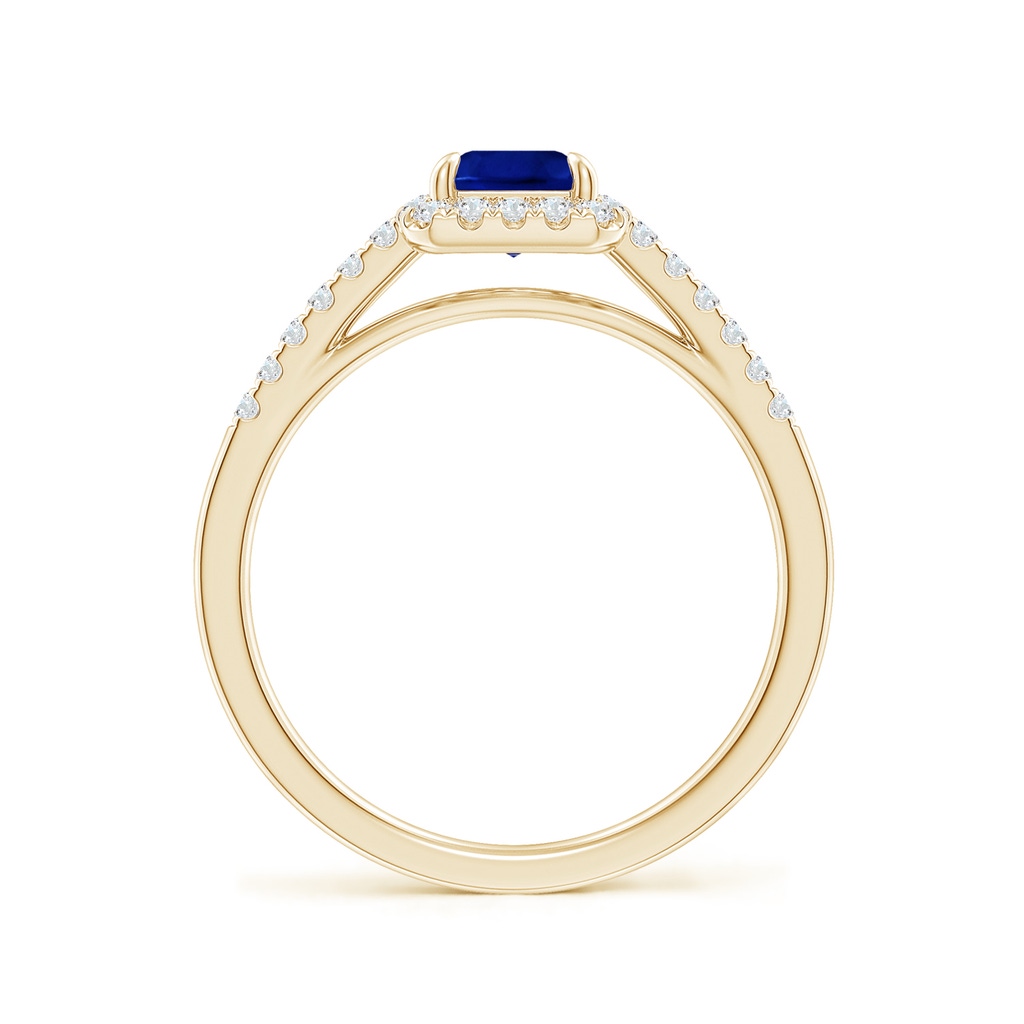 7x5mm AAAA Emerald-Cut Sapphire Ring with Diamond Halo in Yellow Gold - side_1