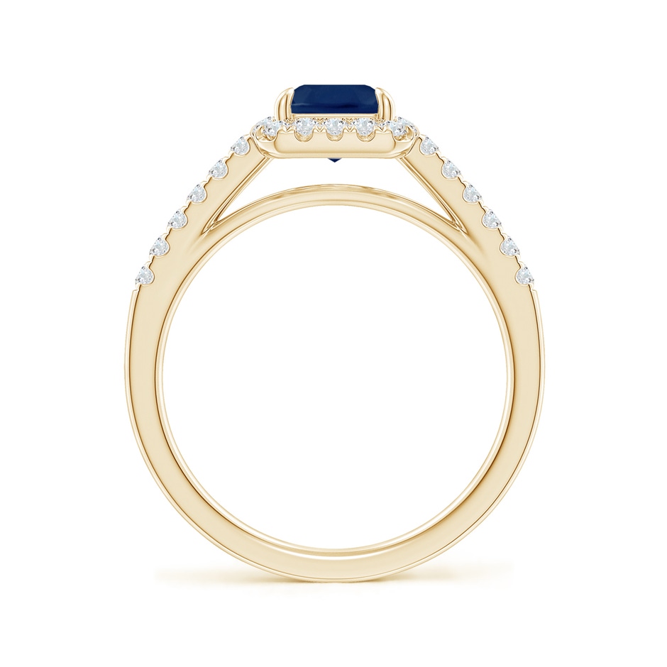 8x6mm A Emerald-Cut Sapphire Ring with Diamond Halo in Yellow Gold side-1