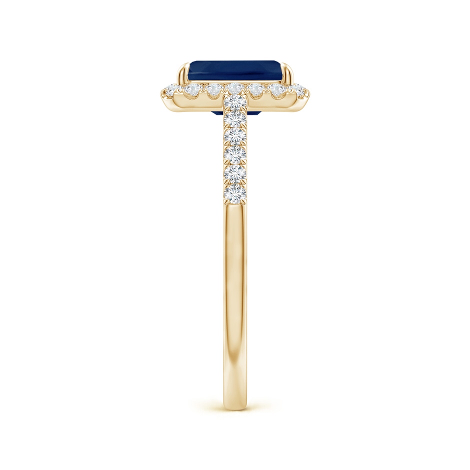 8x6mm A Emerald-Cut Sapphire Ring with Diamond Halo in Yellow Gold side-2