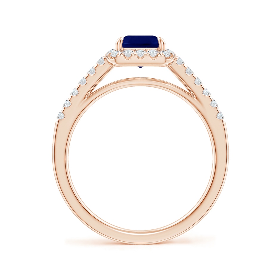 8x6mm AA Emerald-Cut Sapphire Ring with Diamond Halo in Rose Gold side-1