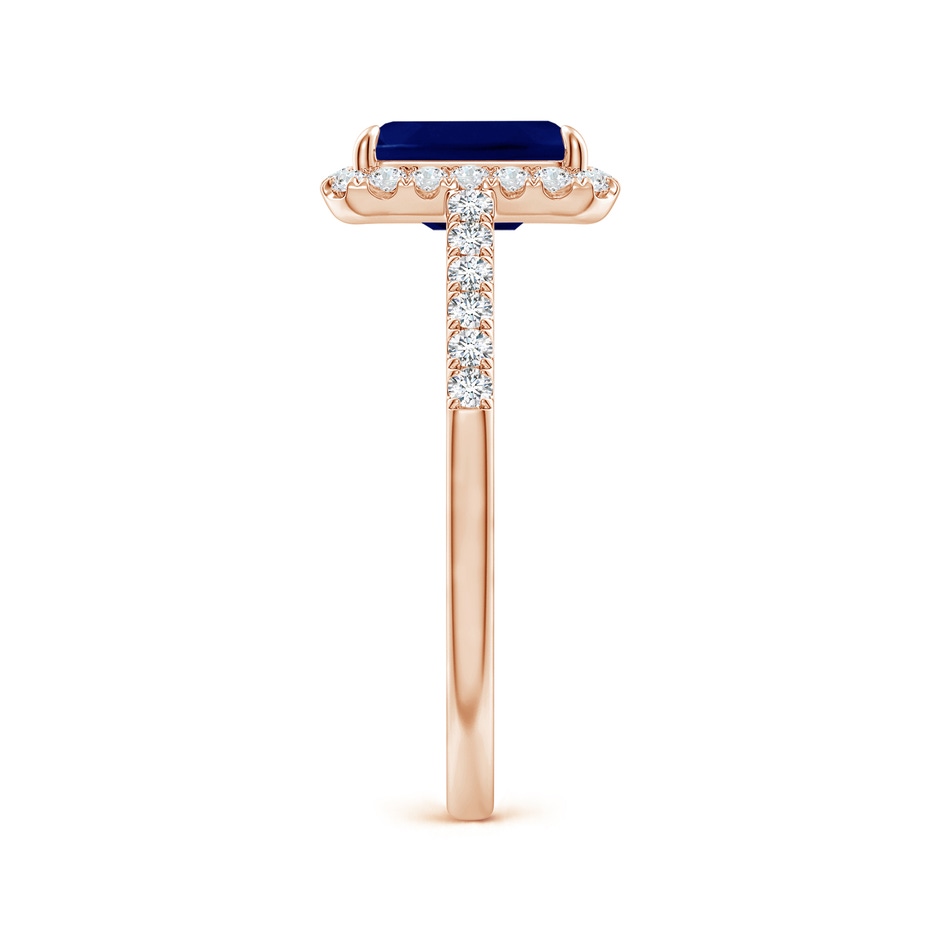 8x6mm AA Emerald-Cut Sapphire Ring with Diamond Halo in Rose Gold side-2