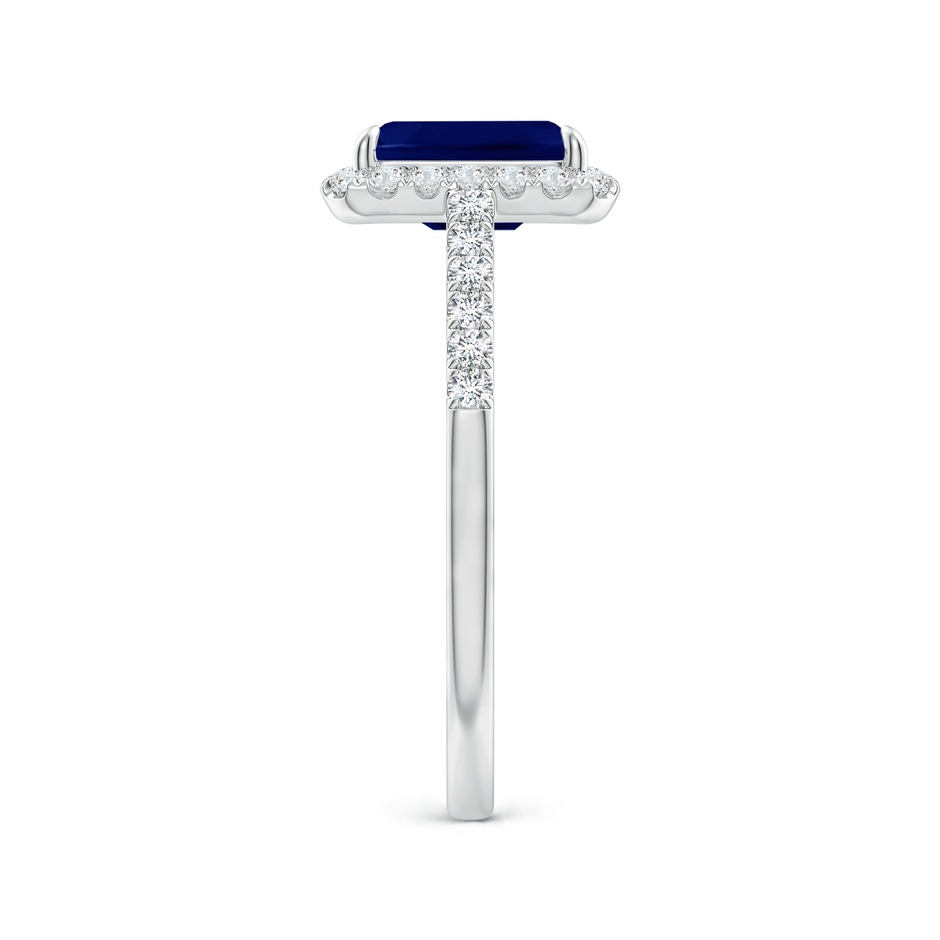 8x6mm AA Emerald-Cut Sapphire Ring with Diamond Halo in White Gold side-2