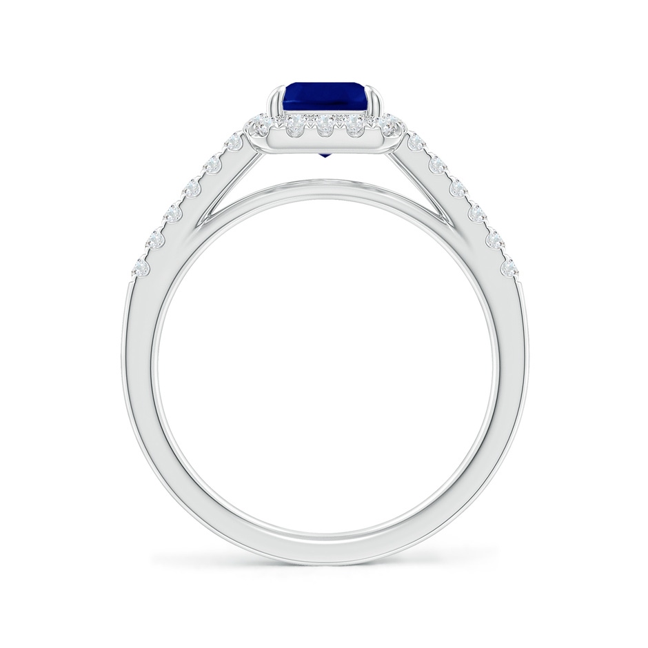 8x6mm AAA Emerald-Cut Sapphire Ring with Diamond Halo in P950 Platinum side-1