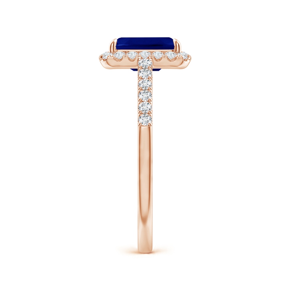 8x6mm AAA Emerald-Cut Sapphire Ring with Diamond Halo in Rose Gold side-2