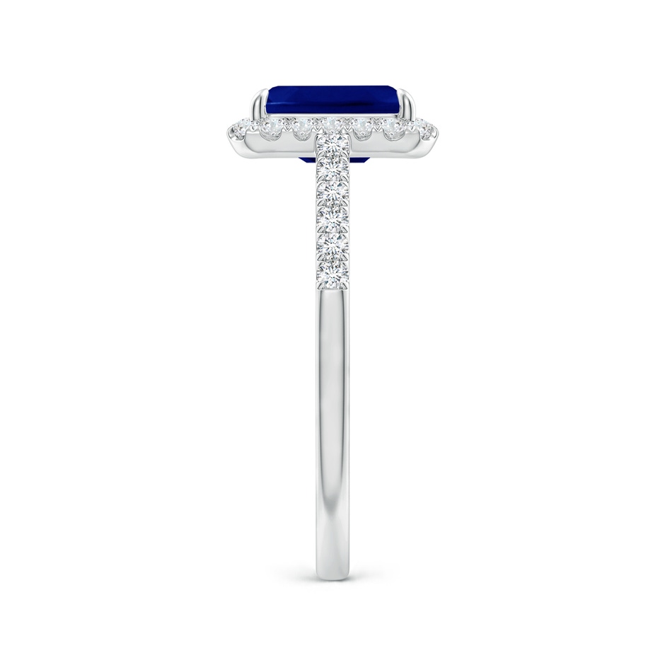 8x6mm AAA Emerald-Cut Sapphire Ring with Diamond Halo in White Gold side-2