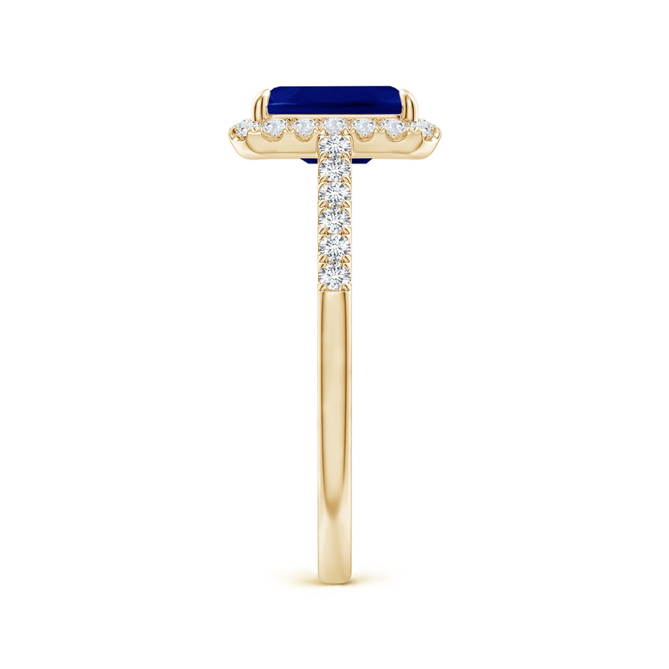 8x6mm AAA Emerald-Cut Sapphire Ring with Diamond Halo in Yellow Gold side-2