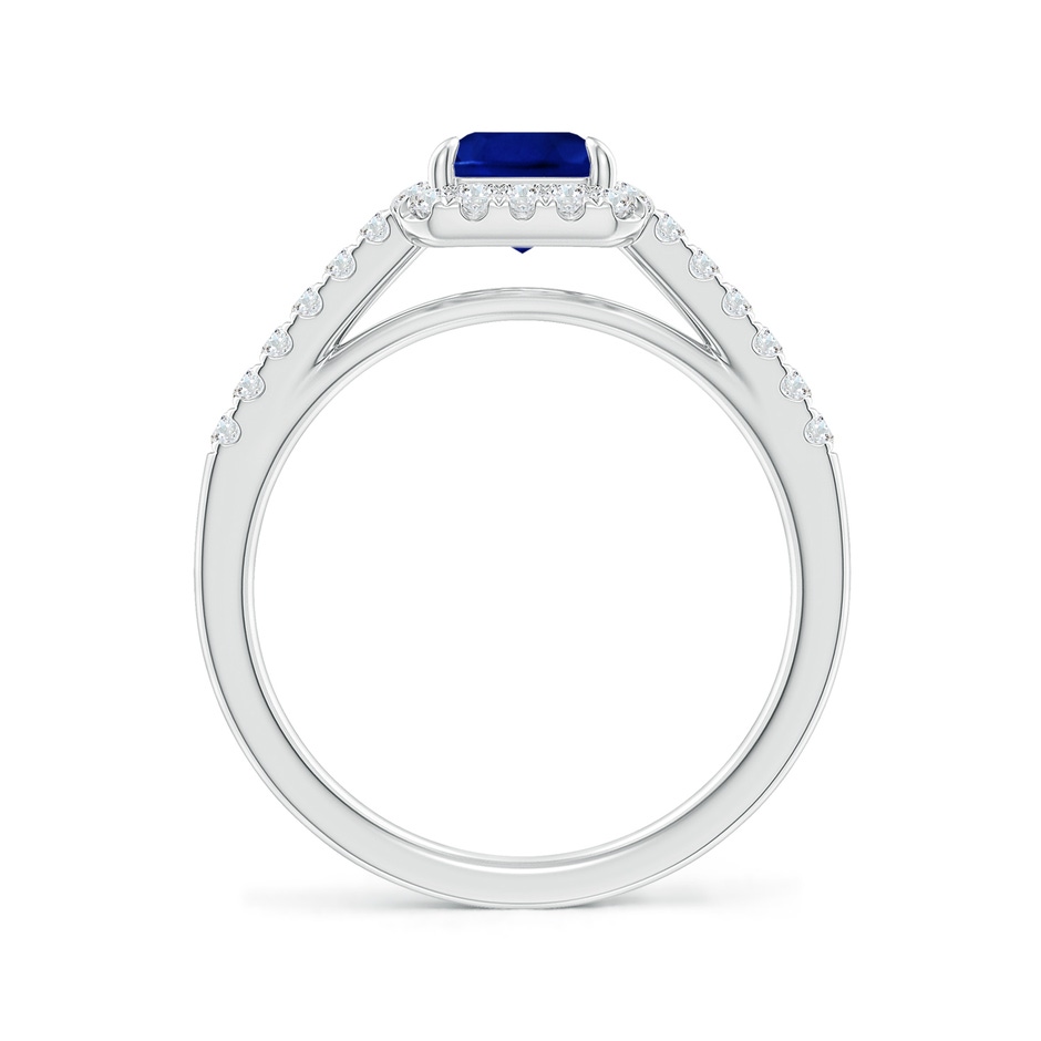 8x6mm AAAA Emerald-Cut Sapphire Ring with Diamond Halo in P950 Platinum side-1