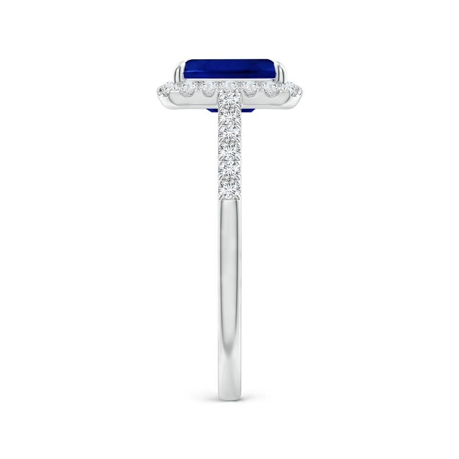 8x6mm AAAA Emerald-Cut Sapphire Ring with Diamond Halo in P950 Platinum side-2