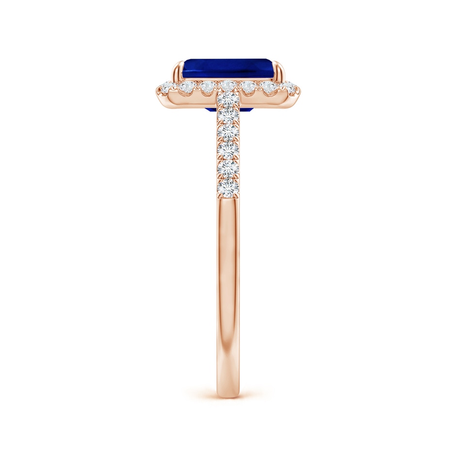 8x6mm Lab-Grown Emerald-Cut Sapphire Ring with Diamond Halo in Rose Gold side-2