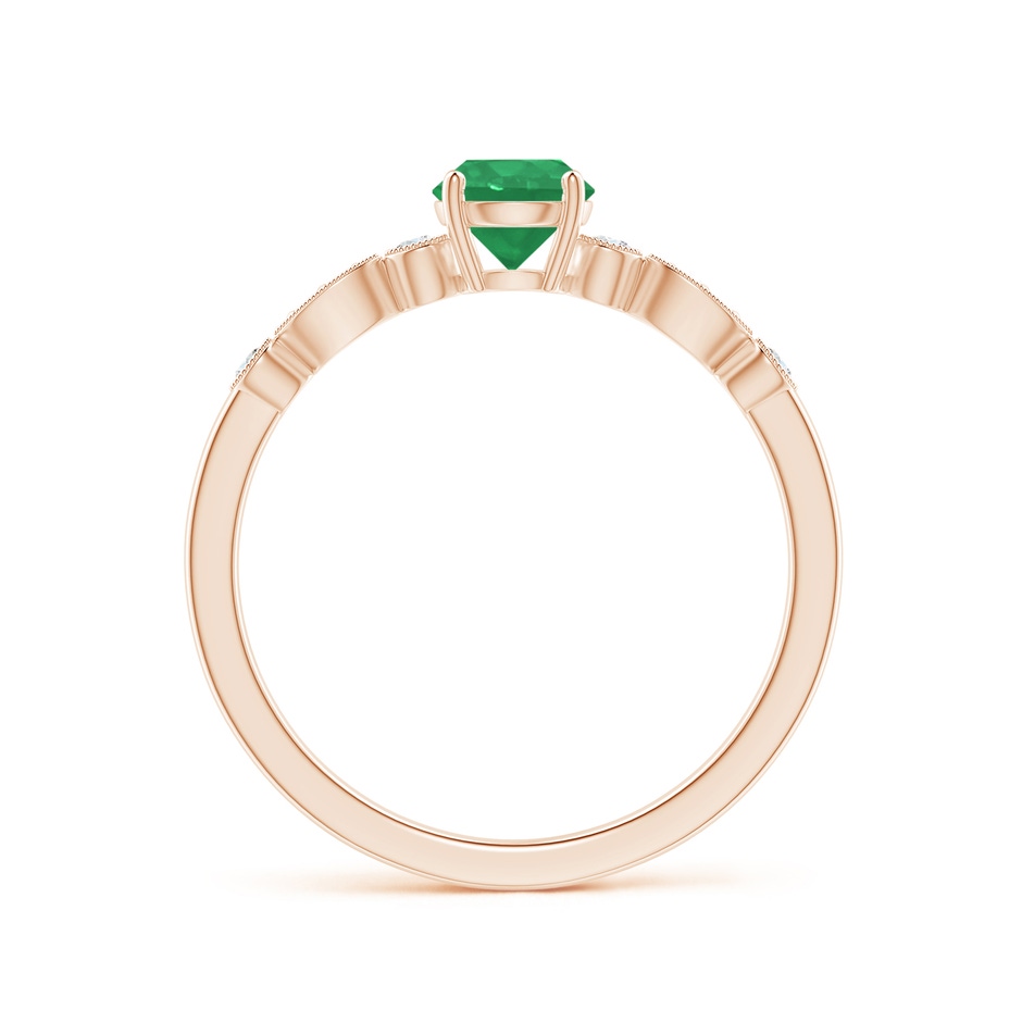 5mm A Marquise and Dot Emerald Engagement Ring with Diamonds in Rose Gold side 1