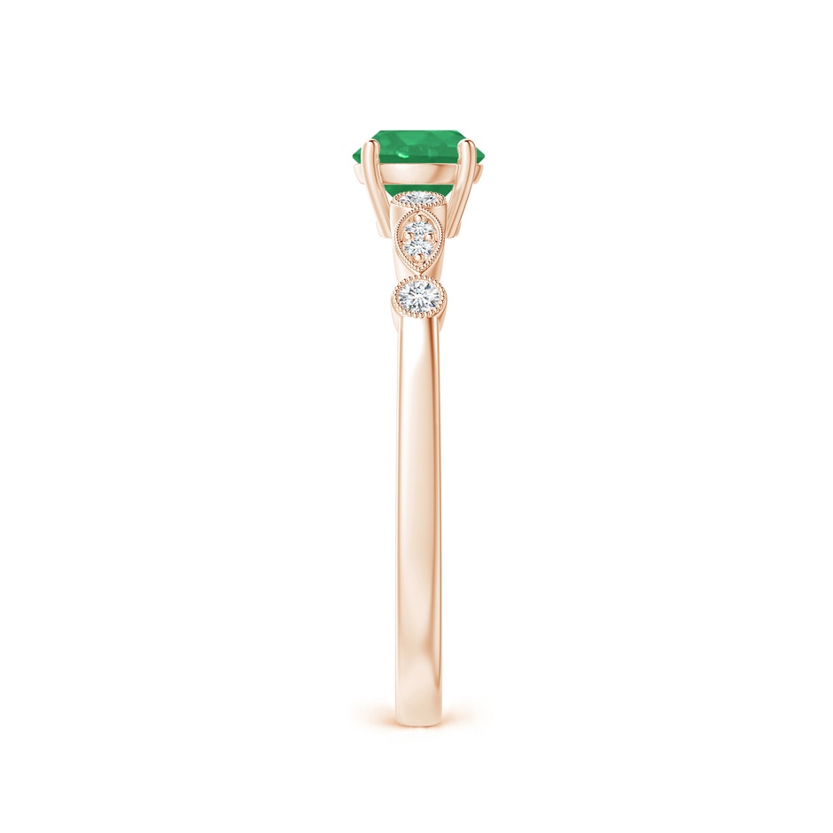 5mm A Marquise and Dot Emerald Engagement Ring with Diamonds in Rose Gold side 2