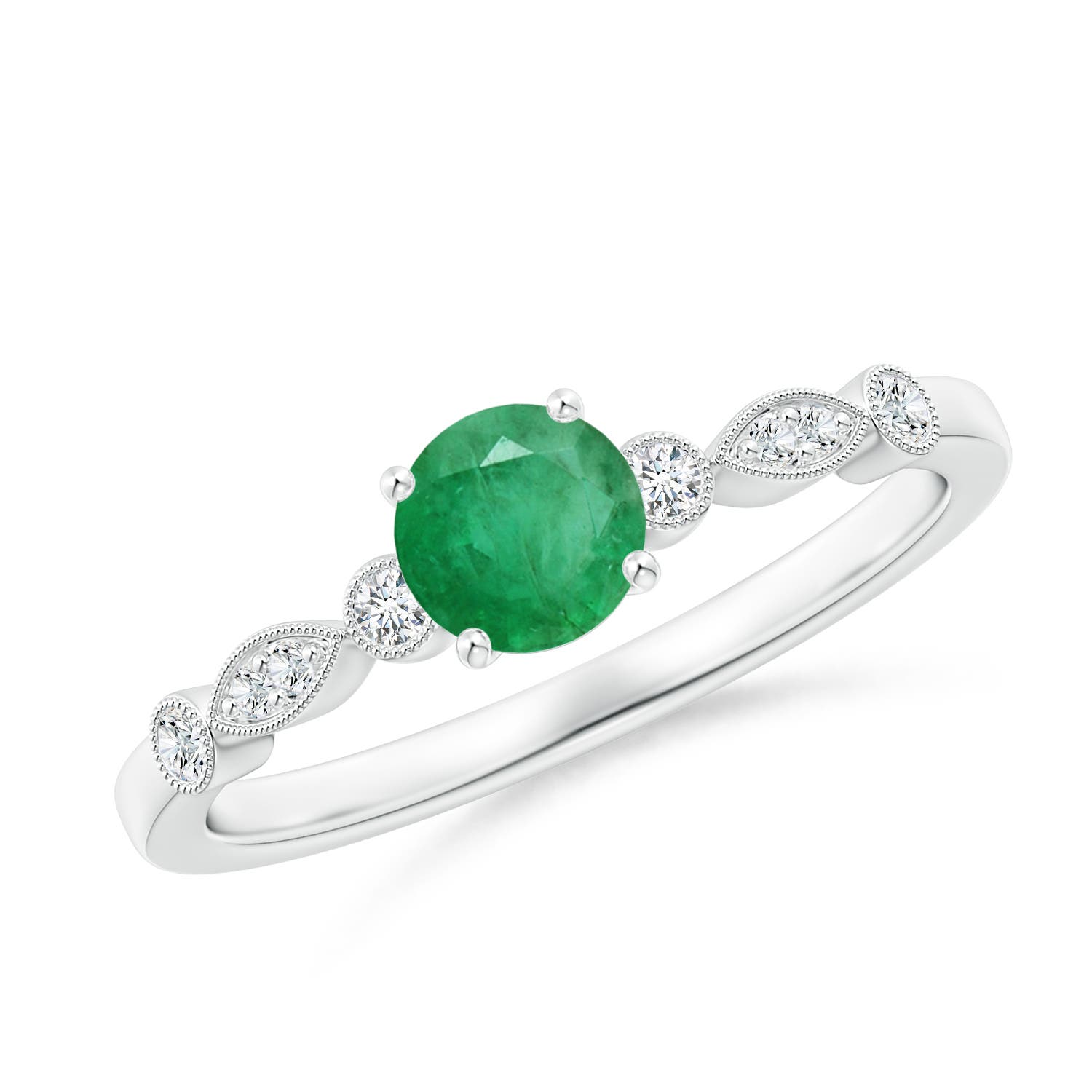 A - Emerald / 0.55 CT / 14 KT White Gold