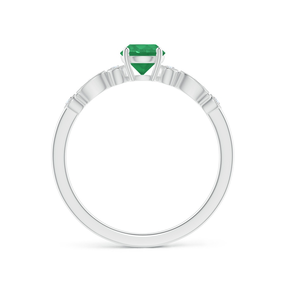 5mm A Marquise and Dot Emerald Engagement Ring with Diamonds in White Gold side 1