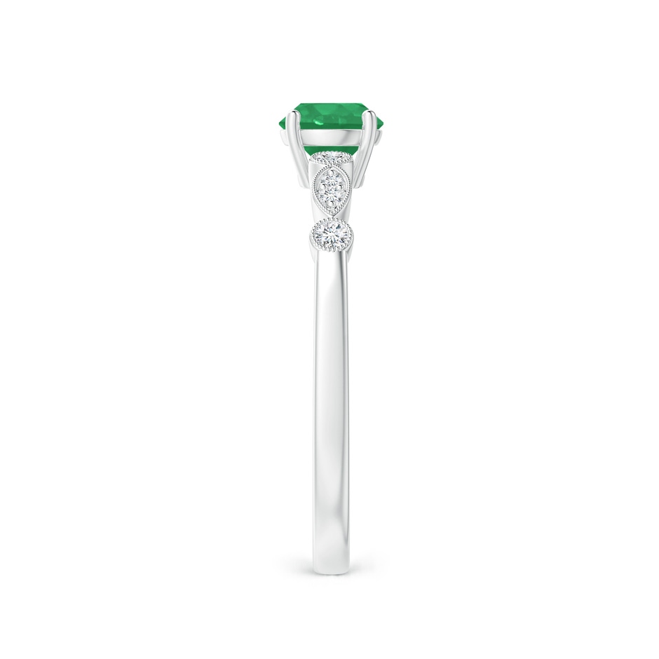 5mm A Marquise and Dot Emerald Engagement Ring with Diamonds in White Gold side 2