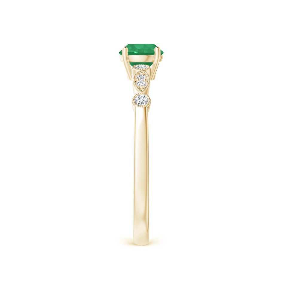 5mm A Marquise and Dot Emerald Engagement Ring with Diamonds in Yellow Gold side 2