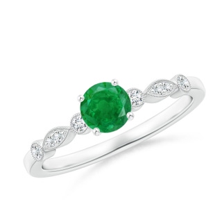 5mm AA Marquise and Dot Emerald Engagement Ring with Diamonds in P950 Platinum