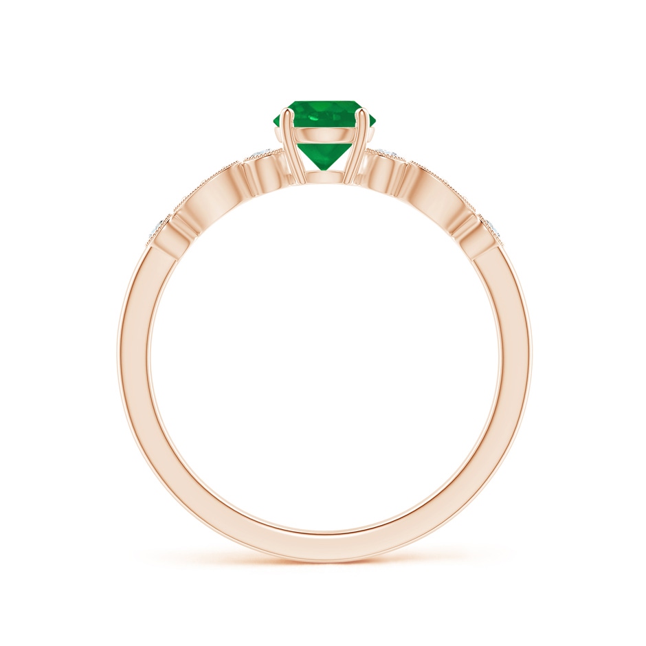 5mm AA Marquise and Dot Emerald Engagement Ring with Diamonds in Rose Gold side 1