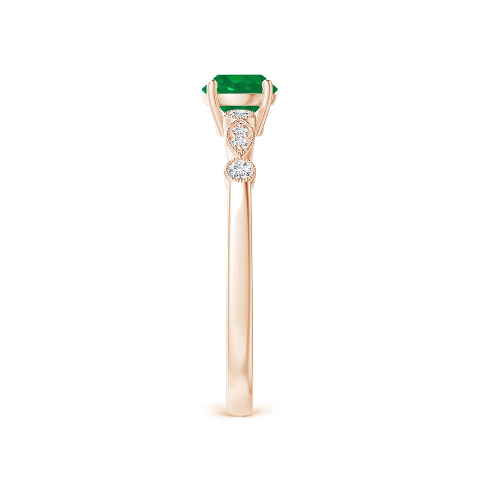 5mm AA Marquise and Dot Emerald Engagement Ring with Diamonds in Rose Gold side 2