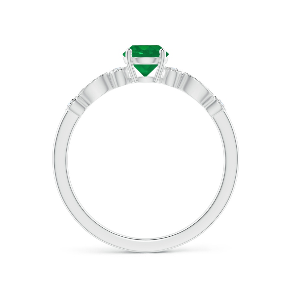 5mm AA Marquise and Dot Emerald Engagement Ring with Diamonds in White Gold side 1