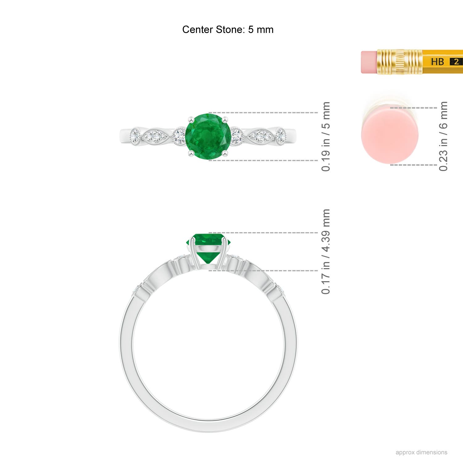 AA - Emerald / 0.55 CT / 14 KT White Gold