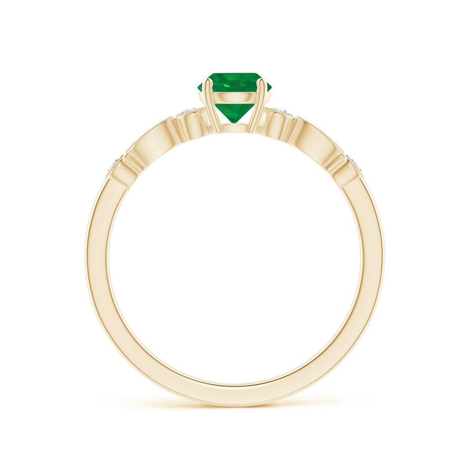 5mm AA Marquise and Dot Emerald Engagement Ring with Diamonds in Yellow Gold side 1