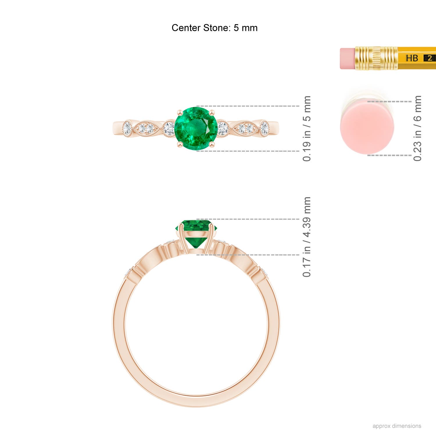 AAA - Emerald / 0.55 CT / 14 KT Rose Gold