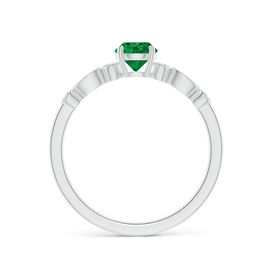 5mm AAA Marquise and Dot Emerald Engagement Ring with Diamonds in White Gold side 1