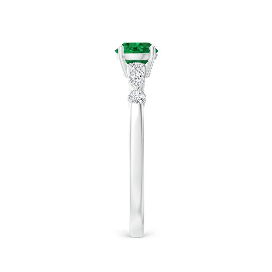 5mm AAA Marquise and Dot Emerald Engagement Ring with Diamonds in White Gold side 2