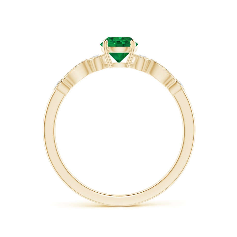 5mm AAA Marquise and Dot Emerald Engagement Ring with Diamonds in Yellow Gold side 1