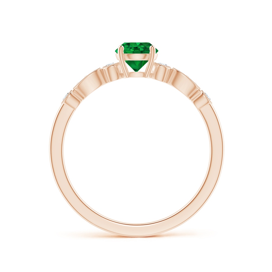 5mm AAAA Marquise and Dot Emerald Engagement Ring with Diamonds in Rose Gold side 1