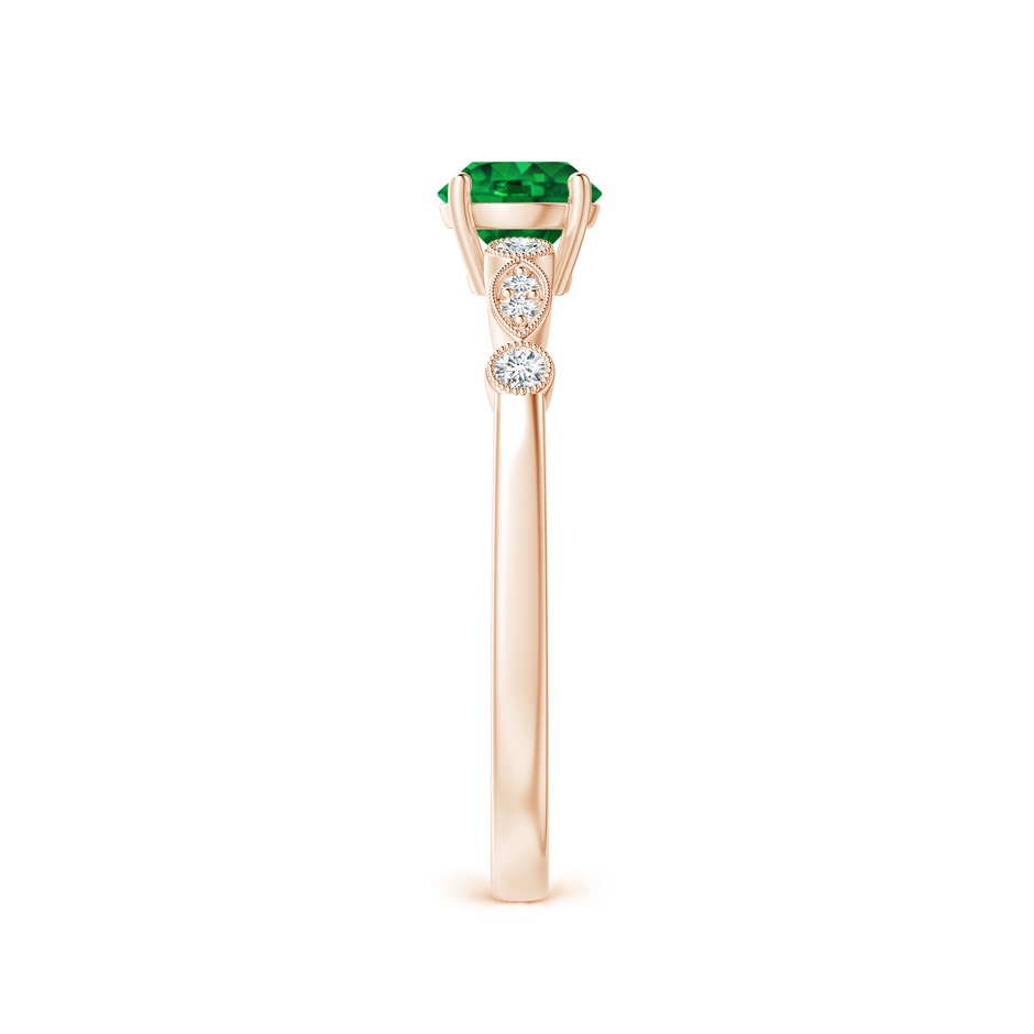 5mm AAAA Marquise and Dot Emerald Engagement Ring with Diamonds in Rose Gold side 2