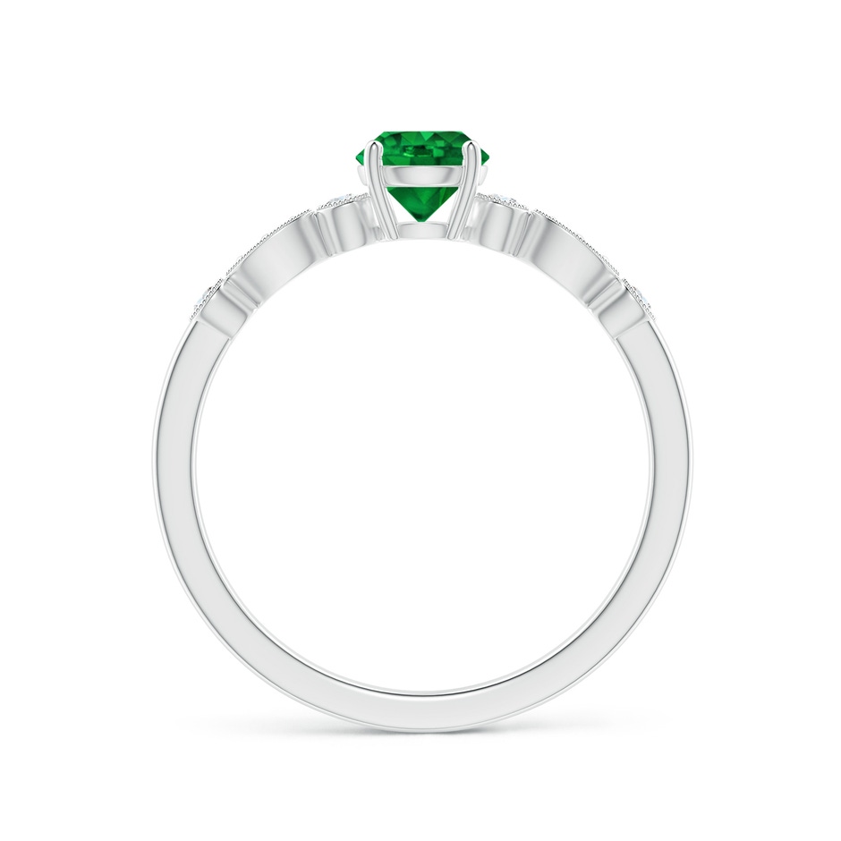 5mm AAAA Marquise and Dot Emerald Engagement Ring with Diamonds in White Gold side 1