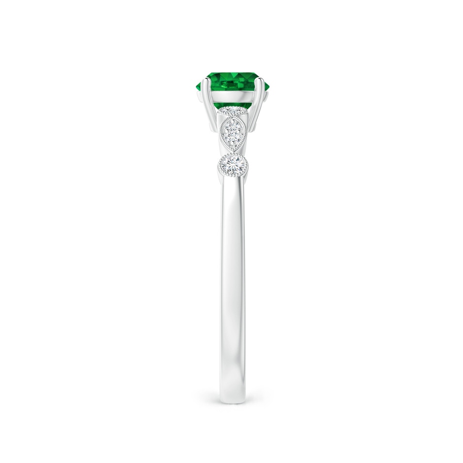 5mm AAAA Marquise and Dot Emerald Engagement Ring with Diamonds in White Gold side 2