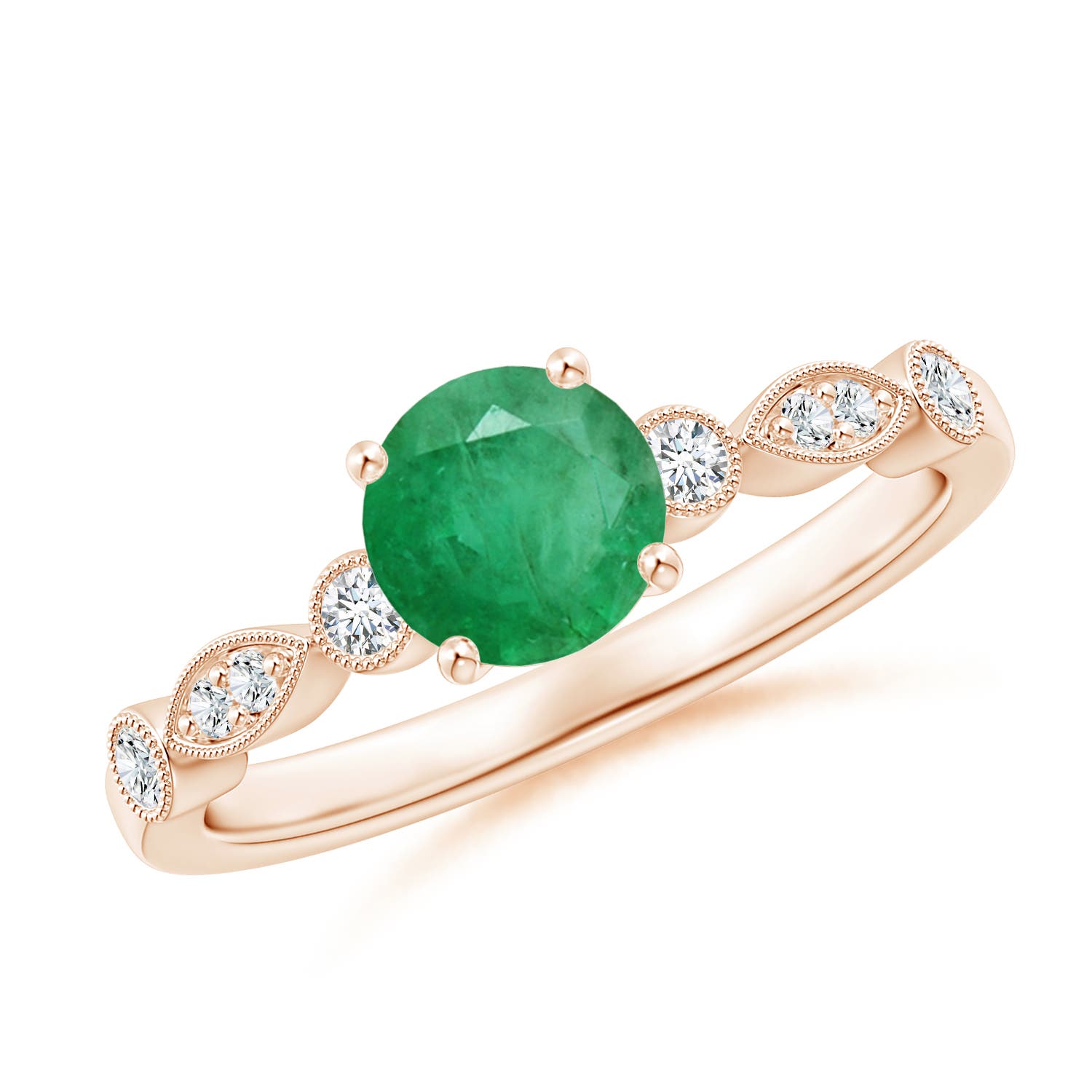 A - Emerald / 0.87 CT / 14 KT Rose Gold