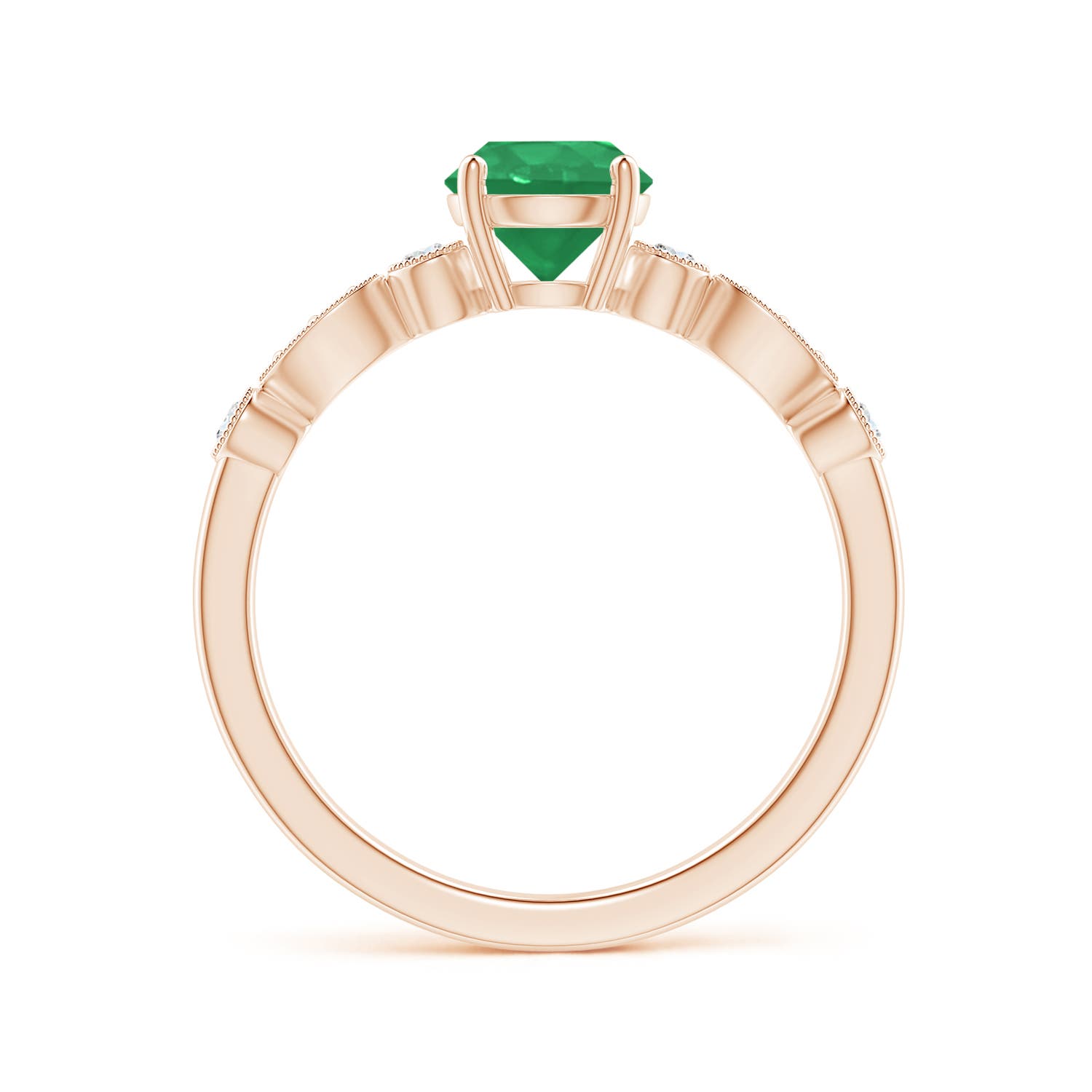 A - Emerald / 0.87 CT / 14 KT Rose Gold