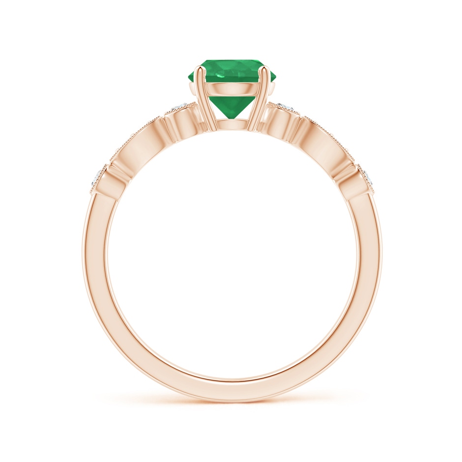 6mm A Marquise and Dot Emerald Engagement Ring with Diamonds in Rose Gold side 1