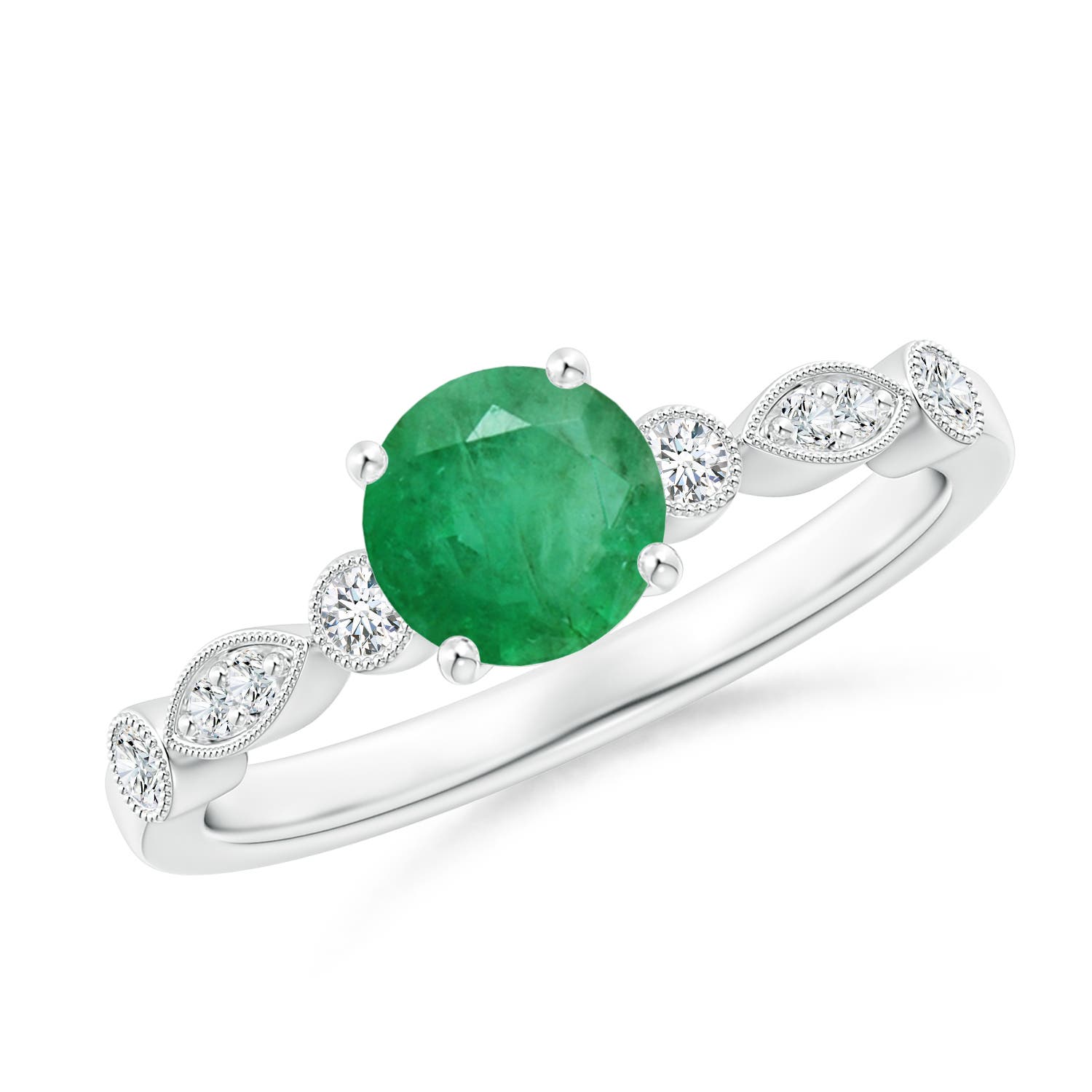 A - Emerald / 0.87 CT / 14 KT White Gold