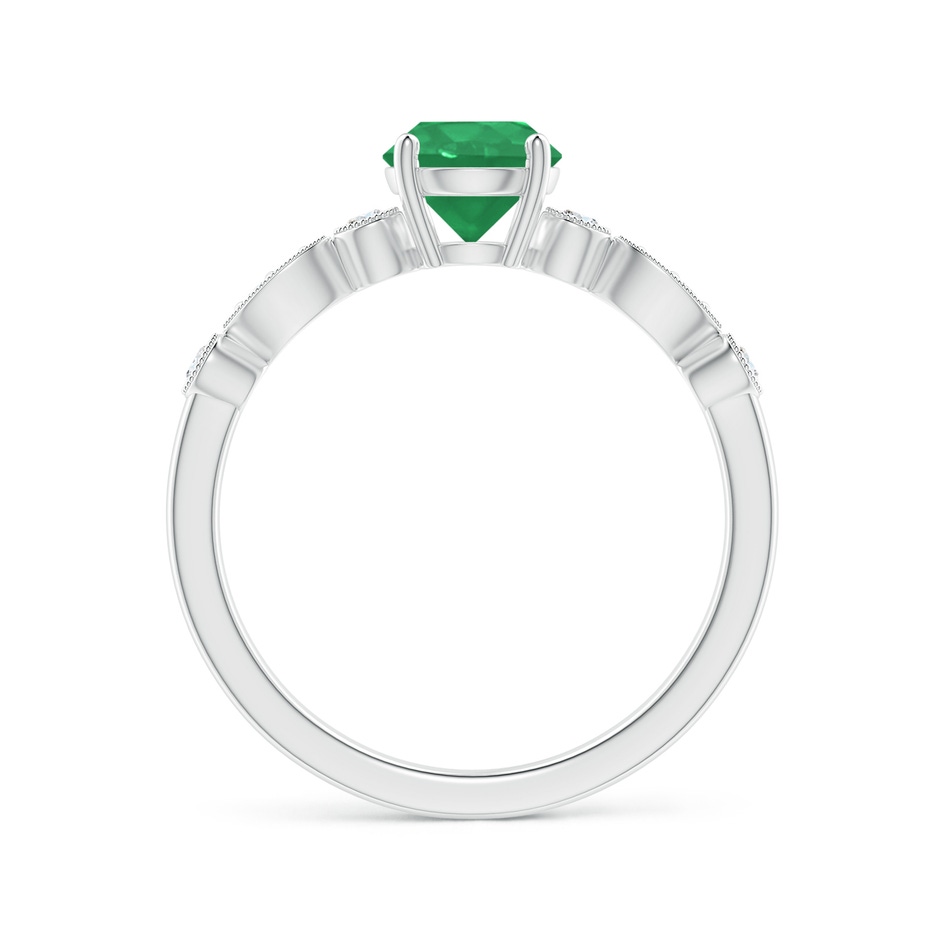 6mm A Marquise and Dot Emerald Engagement Ring with Diamonds in White Gold side 1