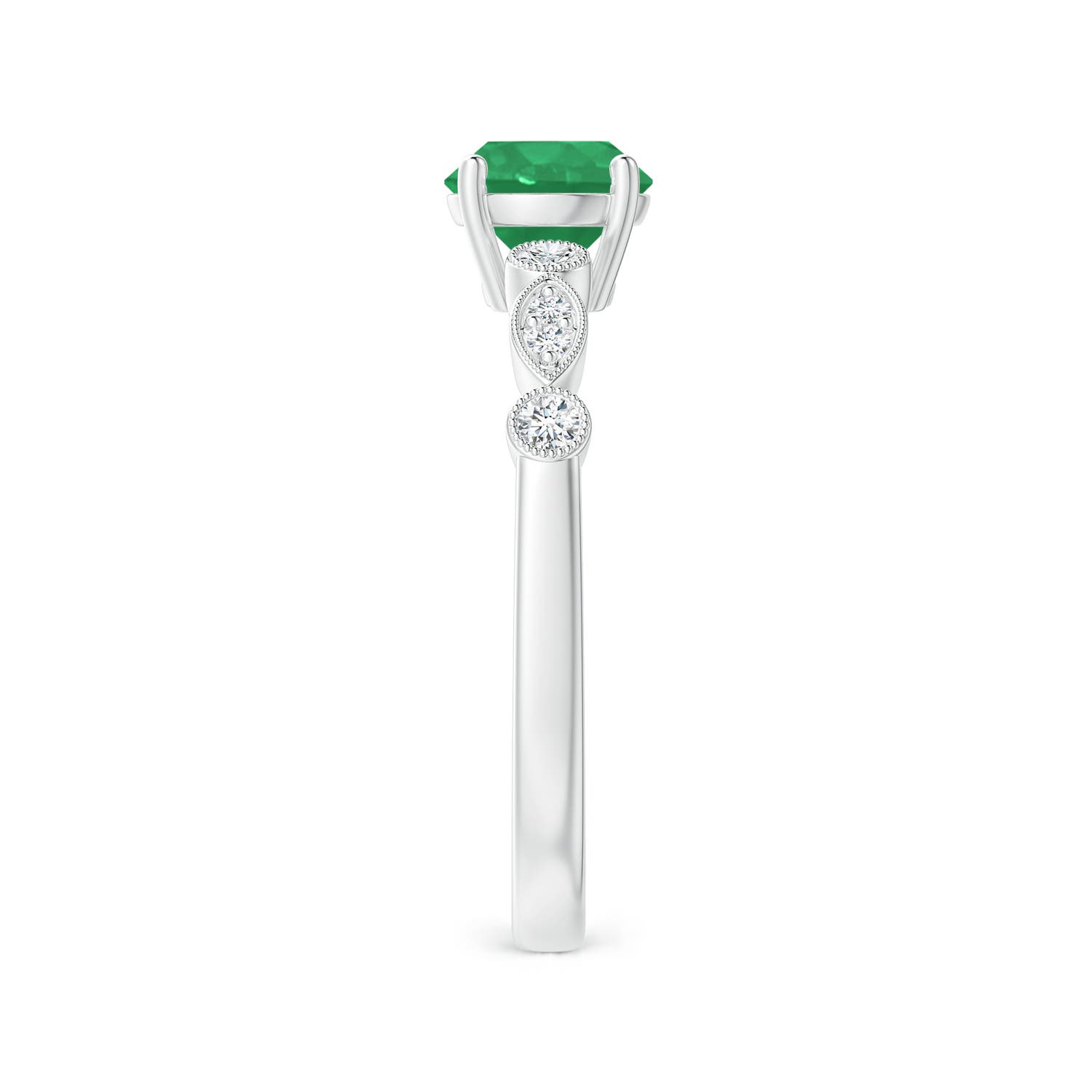 A - Emerald / 0.87 CT / 14 KT White Gold