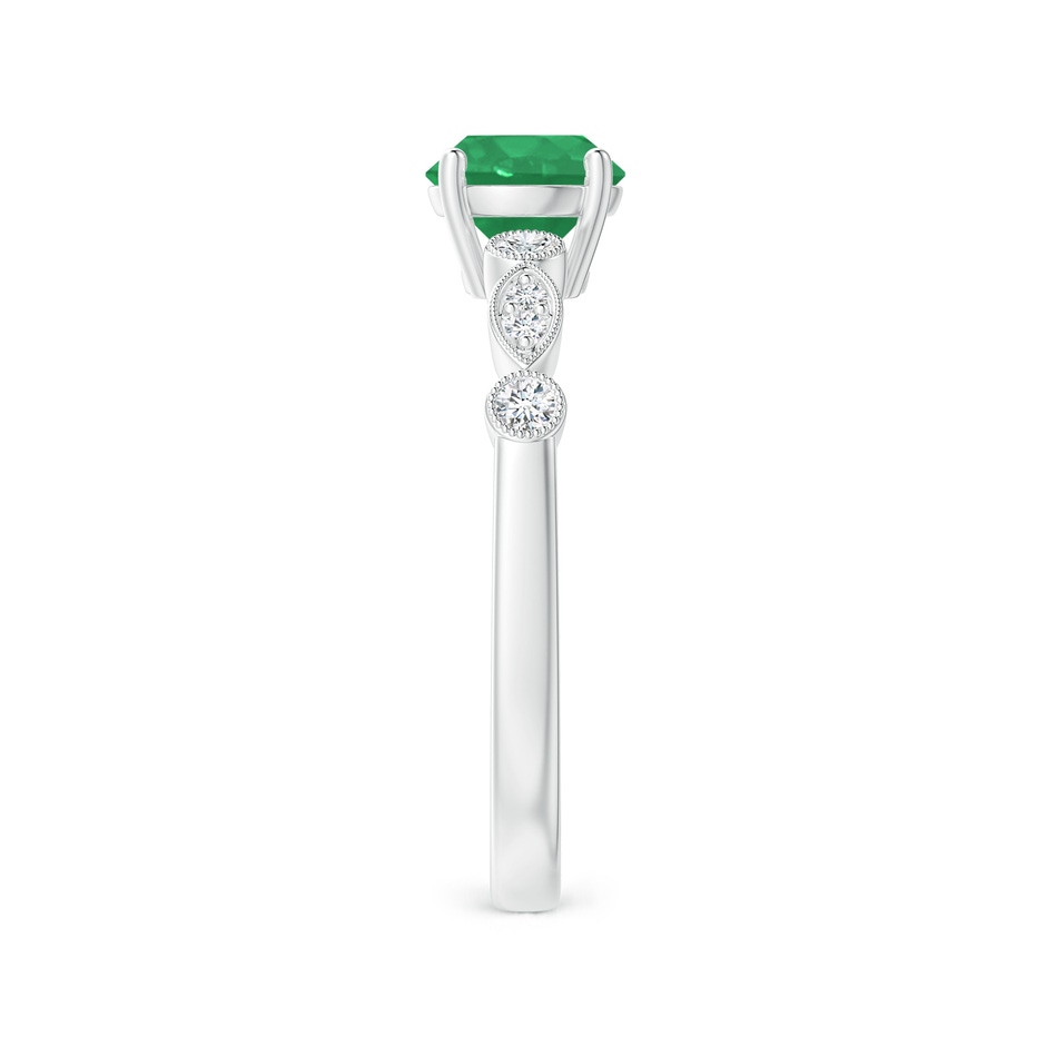6mm A Marquise and Dot Emerald Engagement Ring with Diamonds in White Gold side 2