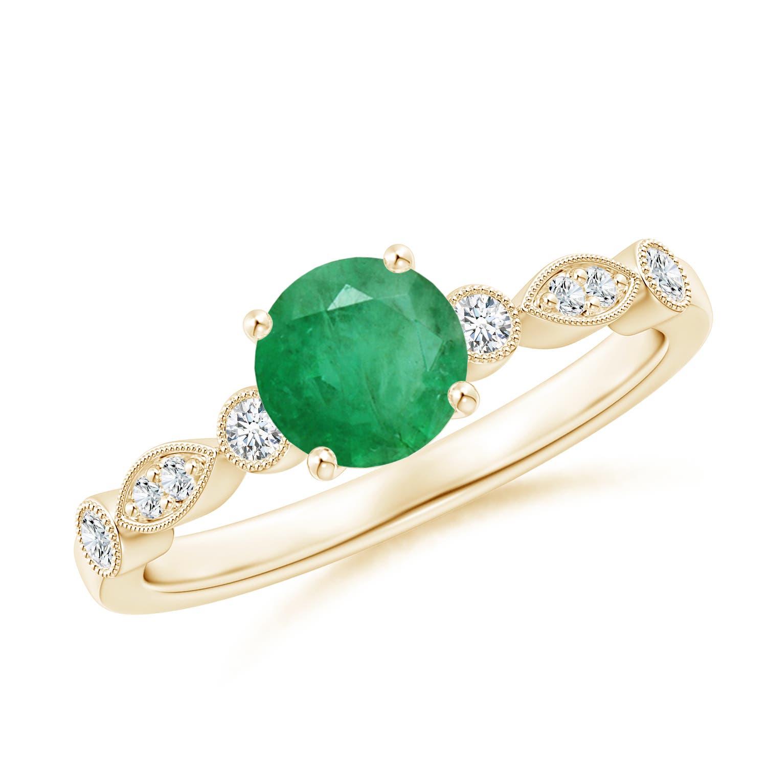 A - Emerald / 0.87 CT / 14 KT Yellow Gold