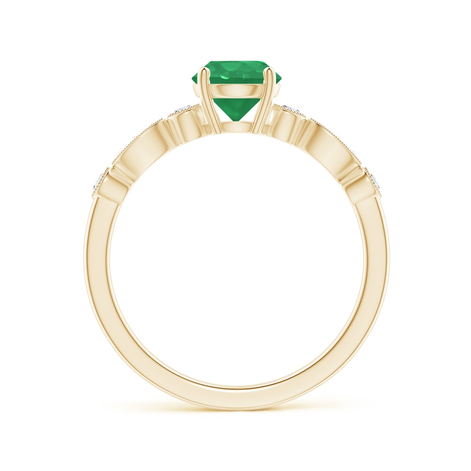 6mm A Marquise and Dot Emerald Engagement Ring with Diamonds in Yellow Gold side 1