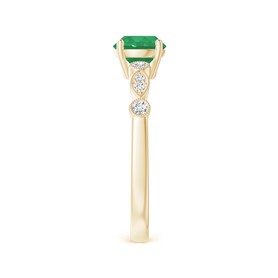 6mm A Marquise and Dot Emerald Engagement Ring with Diamonds in Yellow Gold side 2