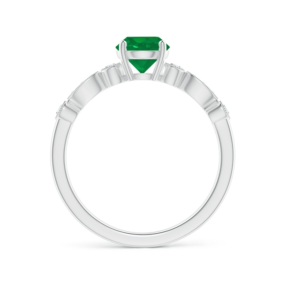 6mm AA Marquise and Dot Emerald Engagement Ring with Diamonds in White Gold side 1