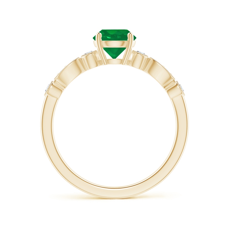 6mm AA Marquise and Dot Emerald Engagement Ring with Diamonds in Yellow Gold side 1