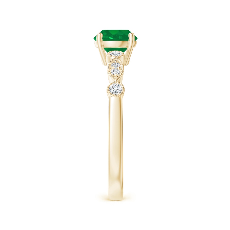 6mm AA Marquise and Dot Emerald Engagement Ring with Diamonds in Yellow Gold side 2