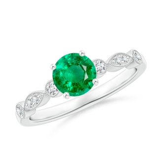 6mm AAA Marquise and Dot Emerald Engagement Ring with Diamonds in P950 Platinum