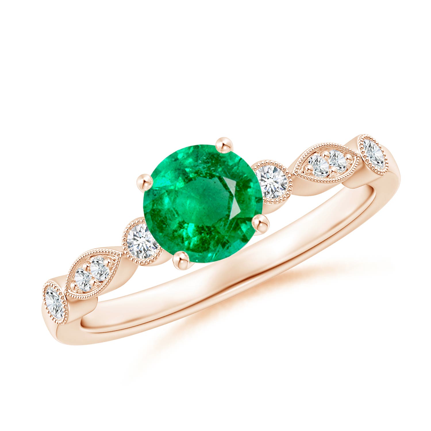 AAA - Emerald / 0.87 CT / 14 KT Rose Gold