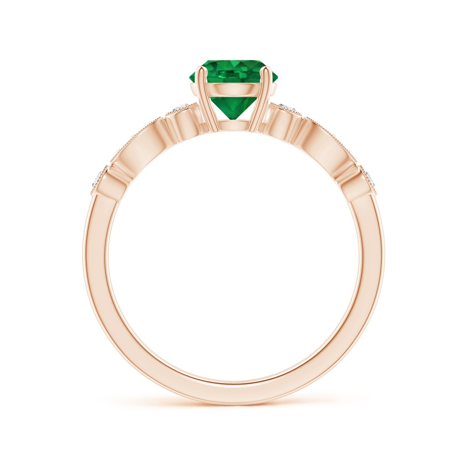 6mm AAA Marquise and Dot Emerald Engagement Ring with Diamonds in Rose Gold side 1