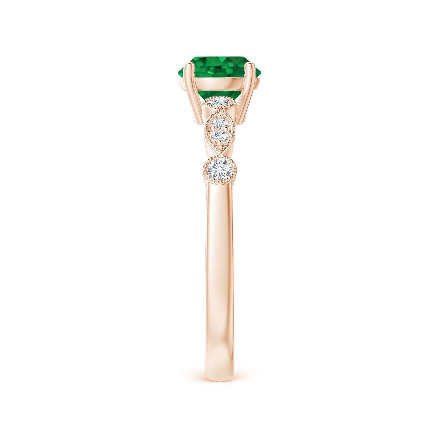 AAA - Emerald / 0.87 CT / 14 KT Rose Gold